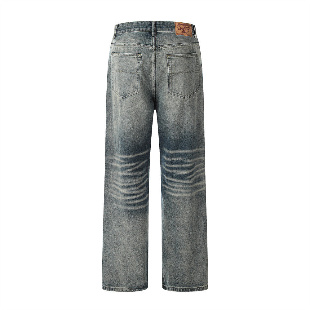 Distressed Washed Straight Jeans For Men Distressed Washed Straight Jeans For Men