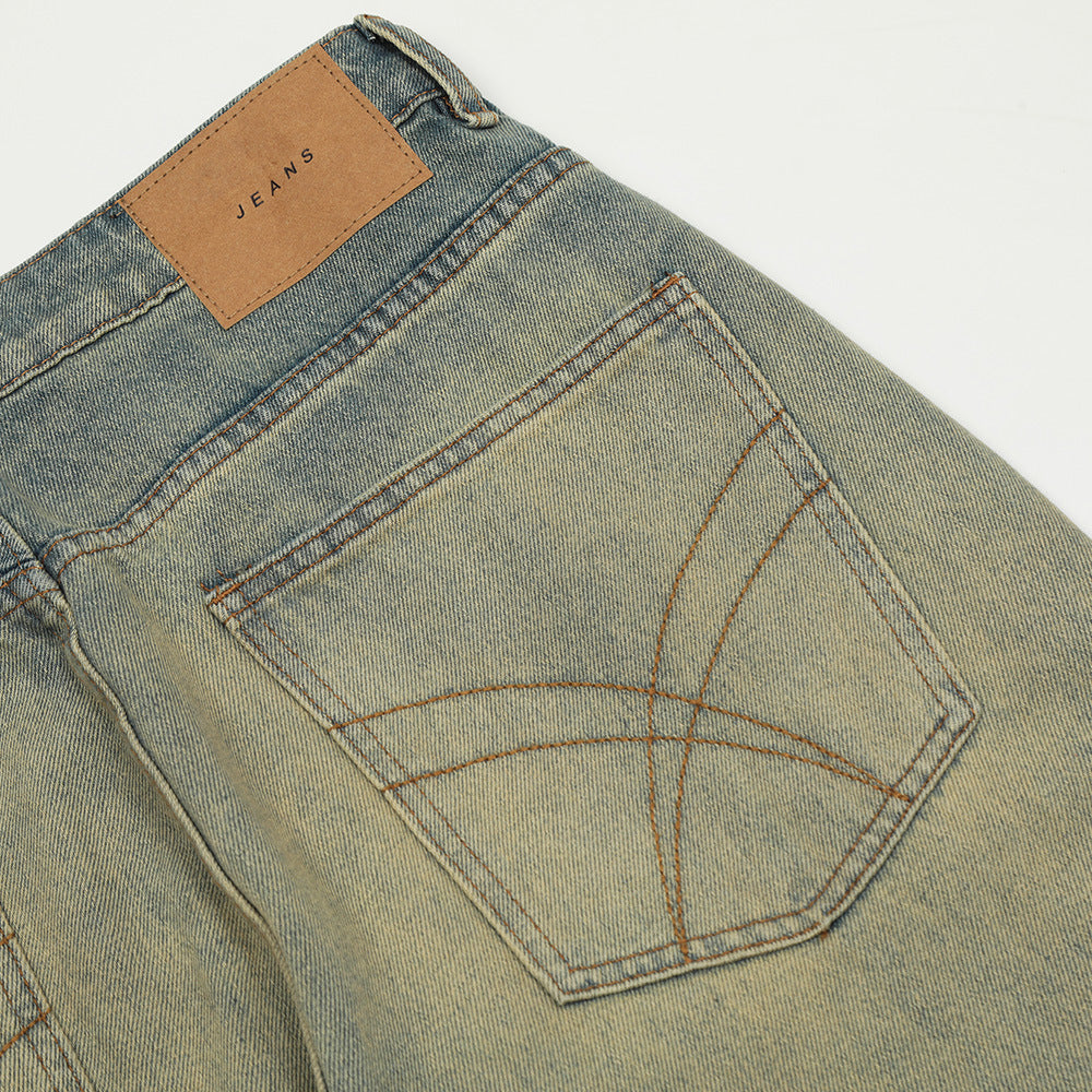 Heavy Industry Washing Hole Denim Trousers Men Heavy Industry Washing Hole Denim Trousers Men