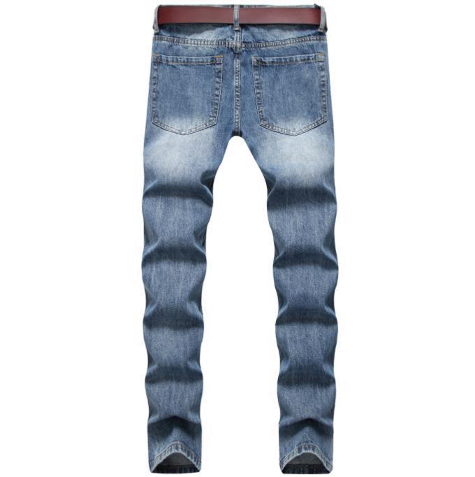 Men's Classic Blue With Holes Jeans Men's Classic Blue With Holes Jeans