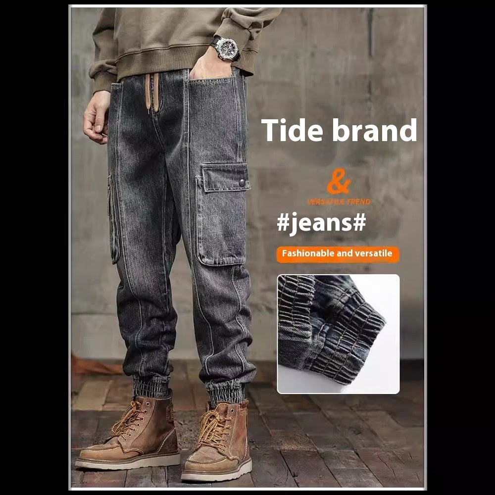 American Retro Ankle-tied Jeans Men American Retro Ankle-tied Jeans Men