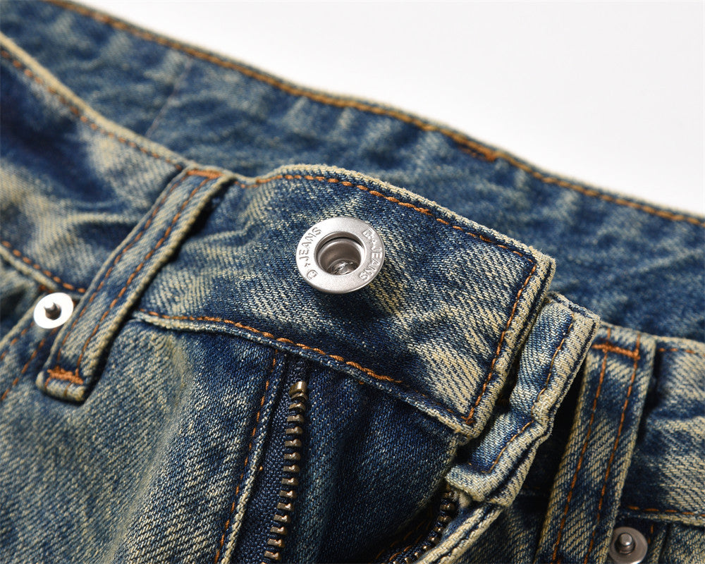 Washed Yellow Faded Jeans For Men Washed Yellow Faded Jeans For Men