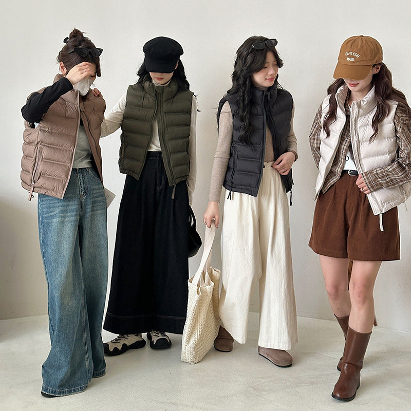 Autumn And Winter New Korean Style Stand Collar Short Cotton Waistcoat Autumn And Winter New Korean Style Stand Collar Short Cotton Waistcoat