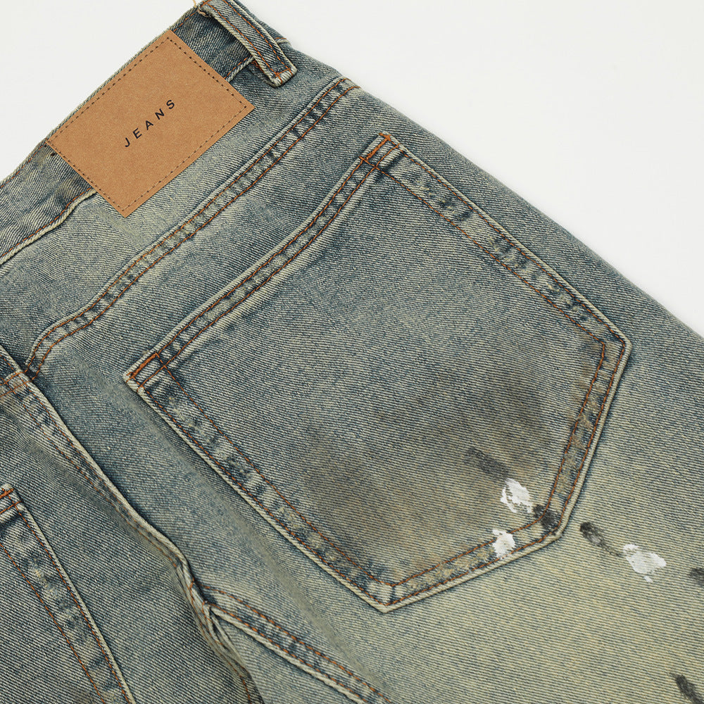 Ripped Dirty Jeans Street Fashion Paint Splash-ink Men Ripped Dirty Jeans Street Fashion Paint Splash-ink Men