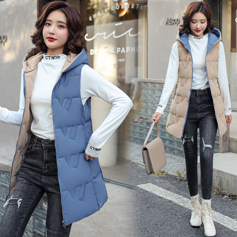 Women's Double-sided Hooded Down Jacket Coat Women's Double-sided Hooded Down Jacket Coat