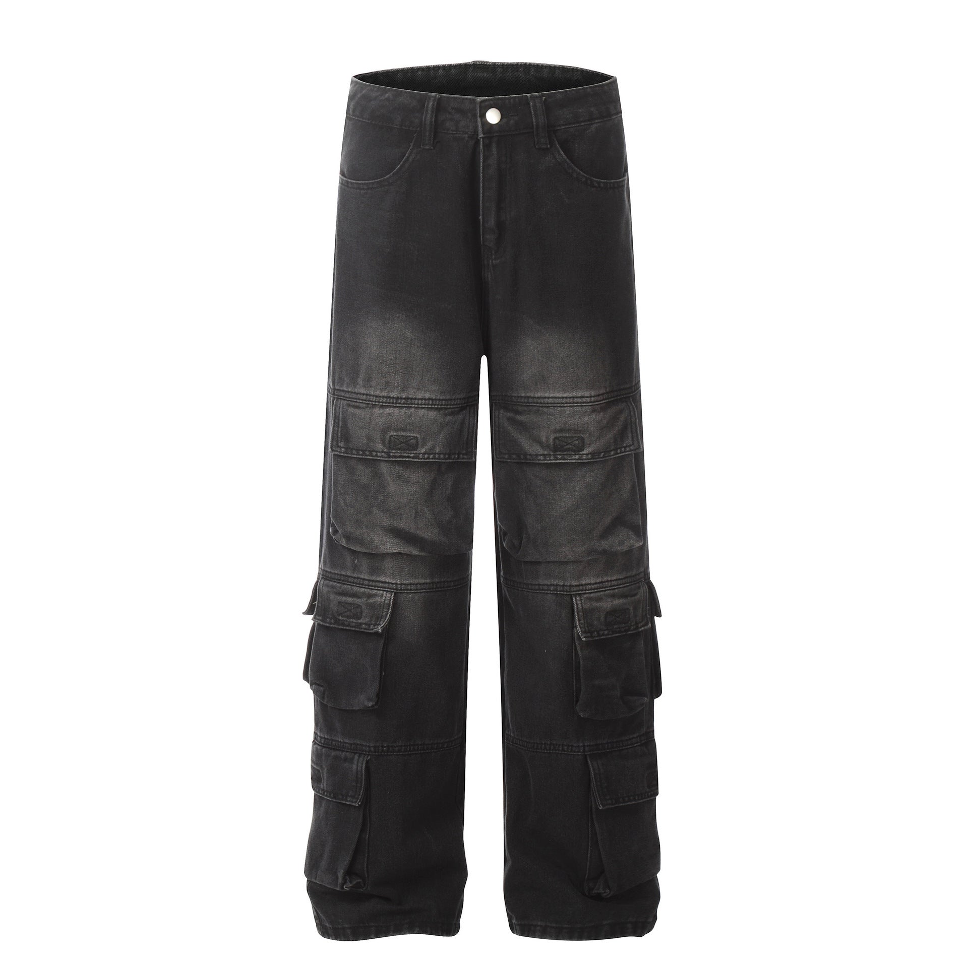 Street Heavy Washed Multi-pocket Casual Jeans Men Street Heavy Washed Multi-pocket Casual Jeans Men