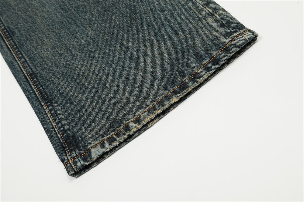 American Retro Tattered Jeans Denim Trousers Men American Retro Tattered Jeans Denim Trousers Men