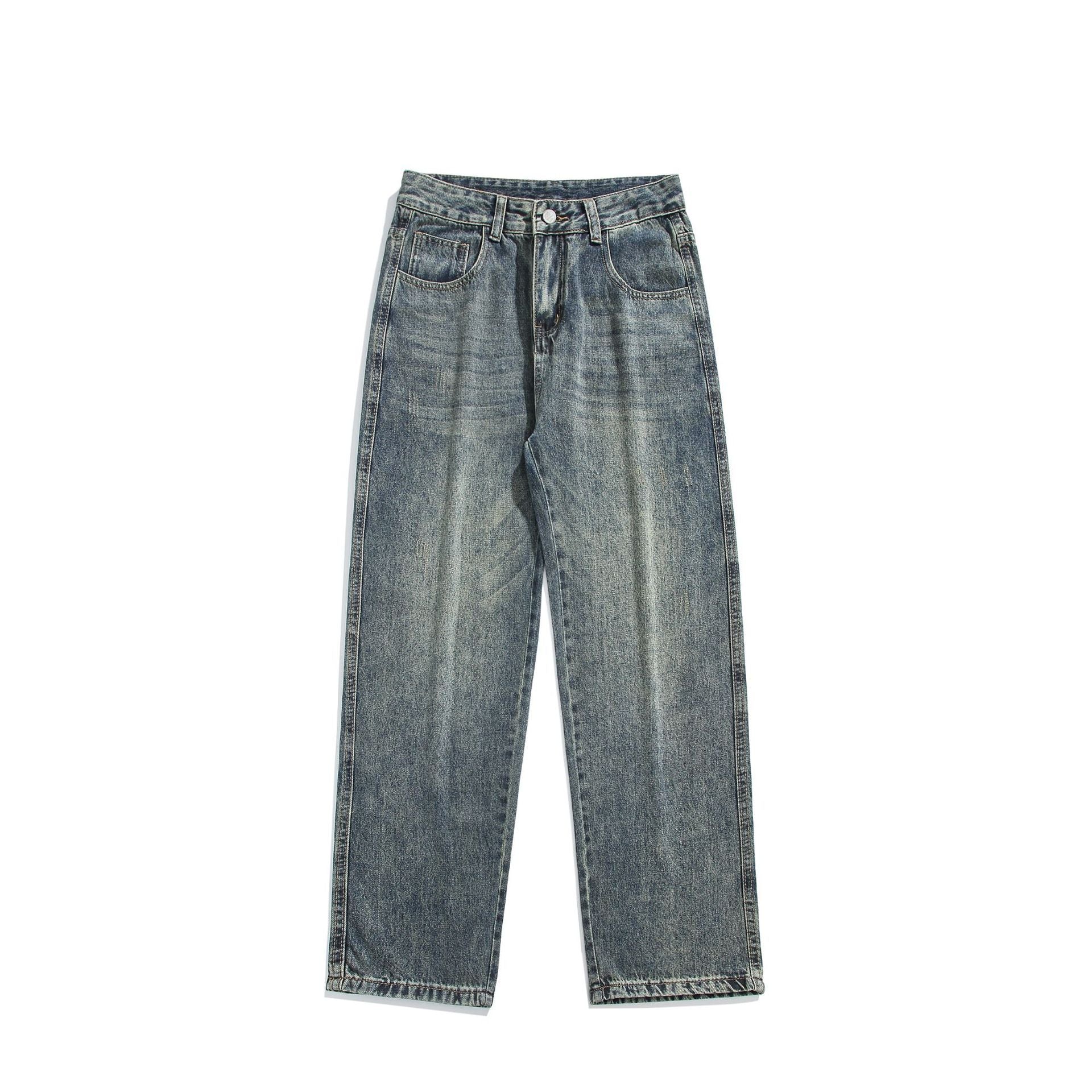Retro Washed Distressed Blue Jeans For Men Retro Washed Distressed Blue Jeans For Men