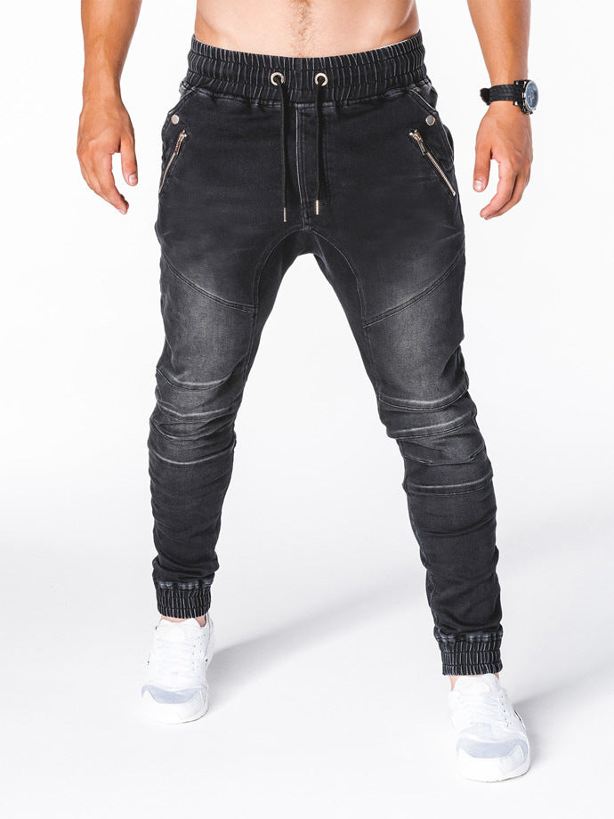 Washed Denim Casual Pants Bunch Jeans Washed Denim Casual Pants Bunch Jeans