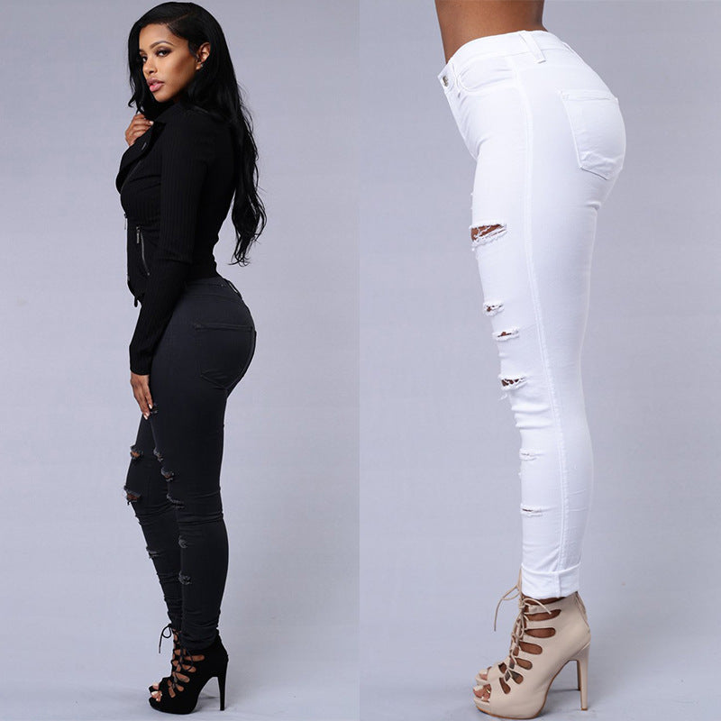 Ripped Jeans Women Skinny Trousers Casual High Waist Pencil Pants Ripped Jeans Women Skinny Trousers Casual High Waist Pencil Pants