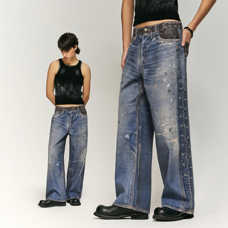 Vintage Washed Ripped Digital Printing Jeans Vintage Washed Ripped Digital Printing Jeans
