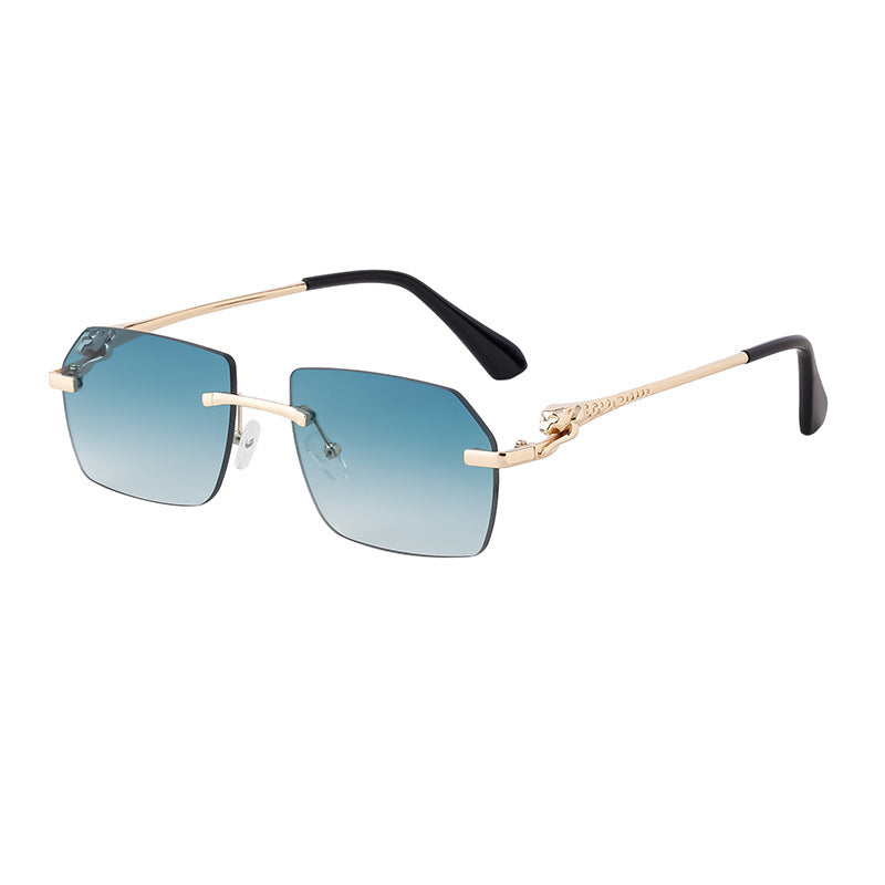 Frameless Trimming Leopard Temple Men Retro Square Frame Driving Sunglasses Frameless Trimming Leopard Temple Men Retro Square Frame Driving Sunglasses