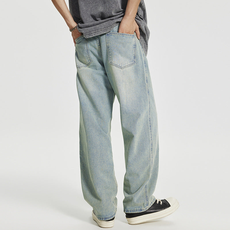 Men's Retro Washed Distressed Light-colored Jeans Men's Retro Washed Distressed Light-colored Jeans