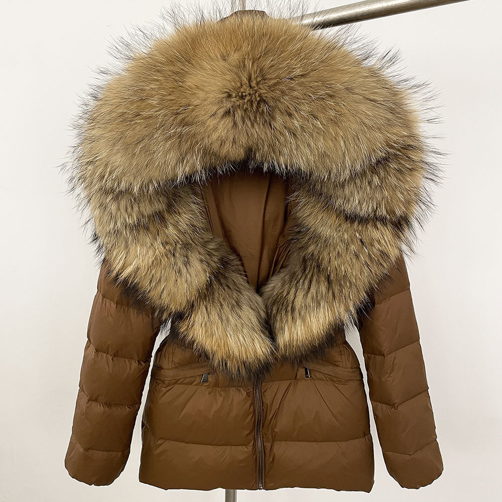 Short Women's Thickened Slim Fit Waist-tight Fur Down Jacket Short Women's Thickened Slim Fit Waist-tight Fur Down Jacket