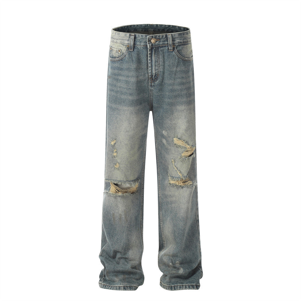 Fashion Personality Water Washed Hole Jeans For Men Fashion Personality Water Washed Hole Jeans For Men