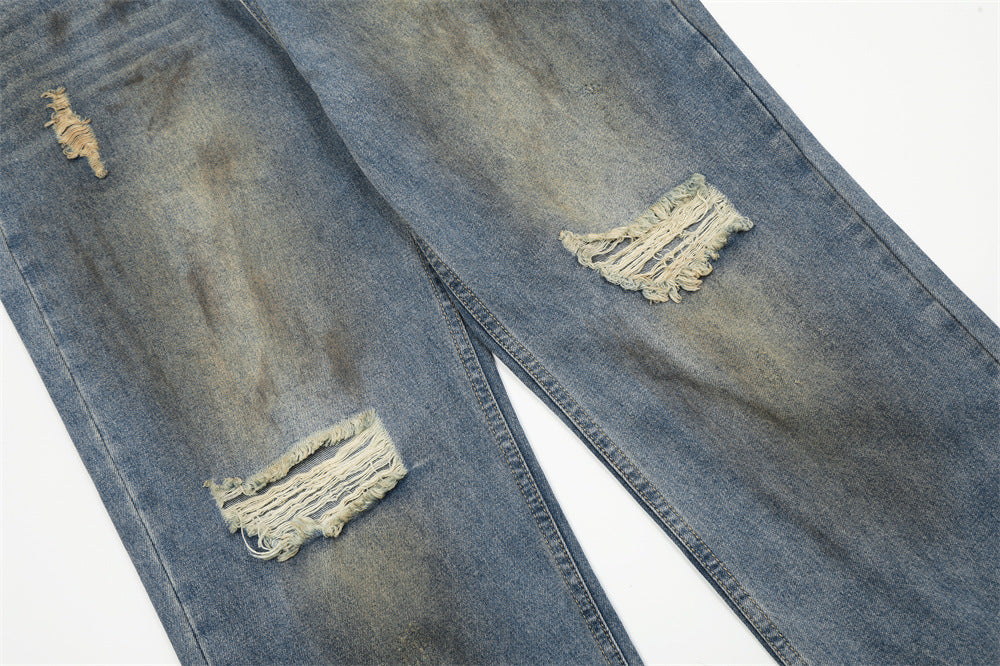 Fashion Dirty Make Old Ripped Jeans For Men Fashion Dirty Make Old Ripped Jeans For Men