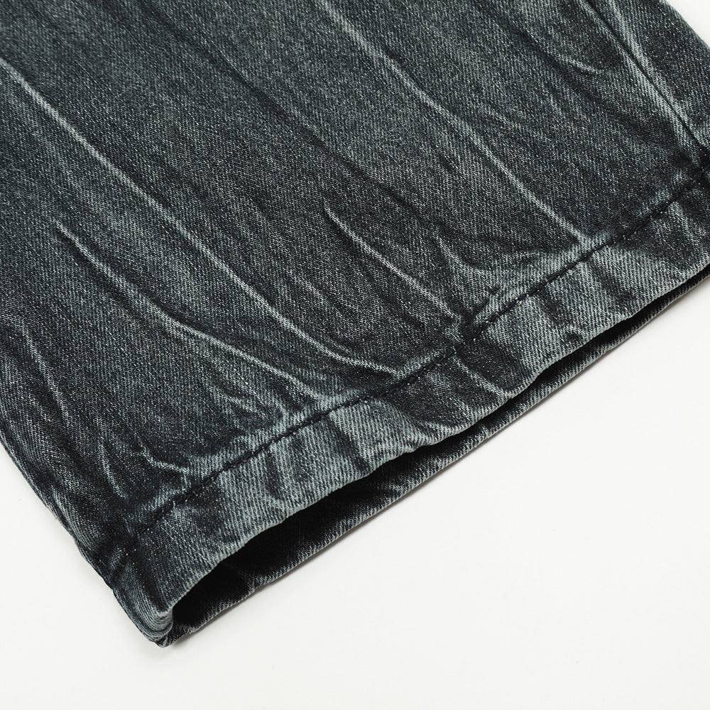 Men's Marble Pattern Washed And Worn Jeans Men's Marble Pattern Washed And Worn Jeans