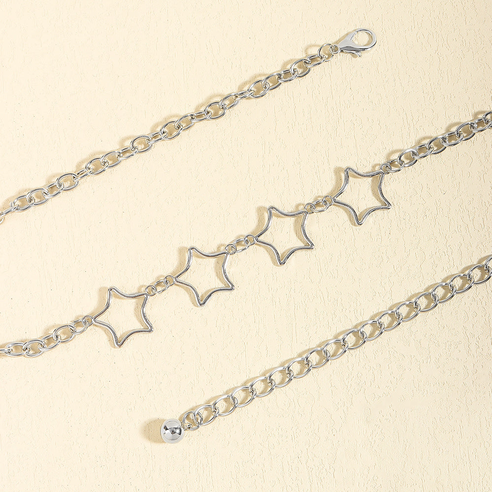 Simple Fashion Men And Women Star Metal Waist Chain Sexy Cutout Five-pointed Star Body Chain Jeans Dress Accessories Simple Fashion Men And Women Star Metal Waist Chain Sexy Cutout Five-pointed Star Body Chain Jeans Dress Accessories