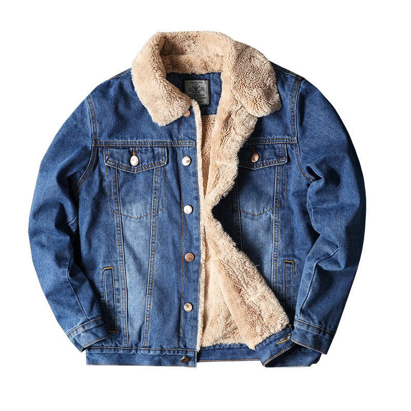 Jacket Top Autumn And Winter Fleece-lined Old Fashion Casual Denim Coat Jacket Top Autumn And Winter Fleece-lined Old Fashion Casual Denim Coat