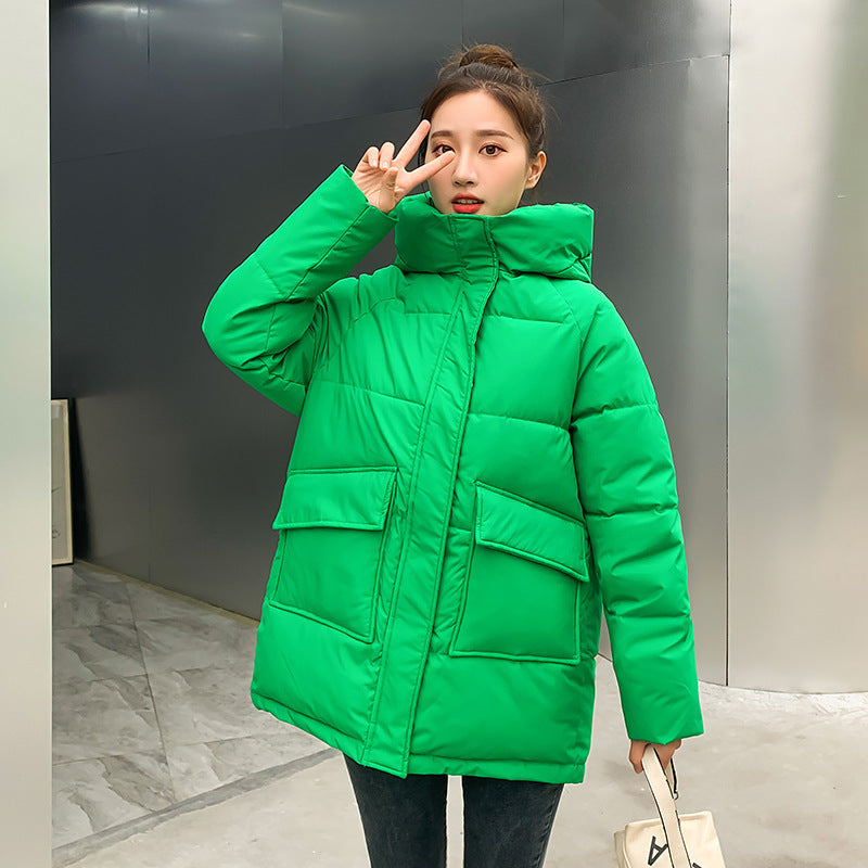 Winter Hooded Candy Color Loose And Warm Short Down Cotton Jacket Coat Winter Hooded Candy Color Loose And Warm Short Down Cotton Jacket Coat