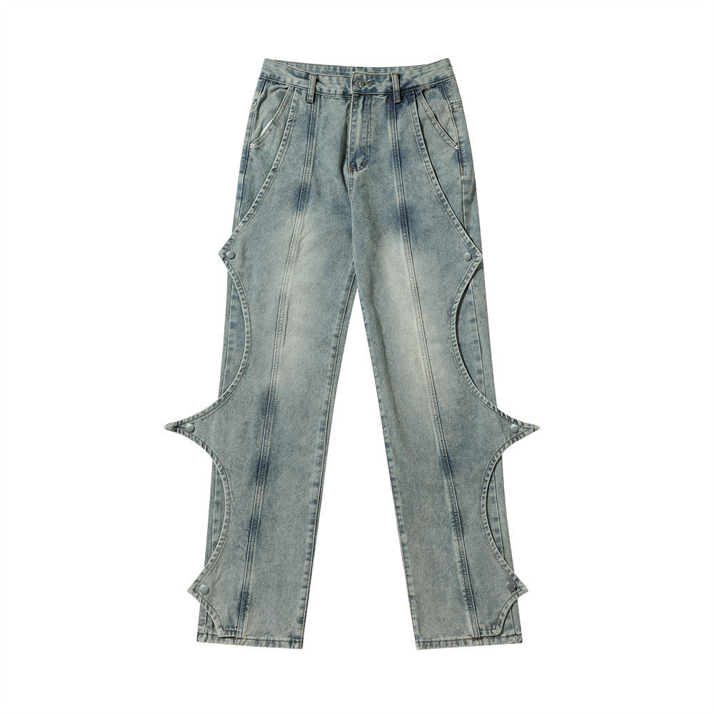 Fashion Rock Stitching Straight Jeans Men Fashion Rock Stitching Straight Jeans Men