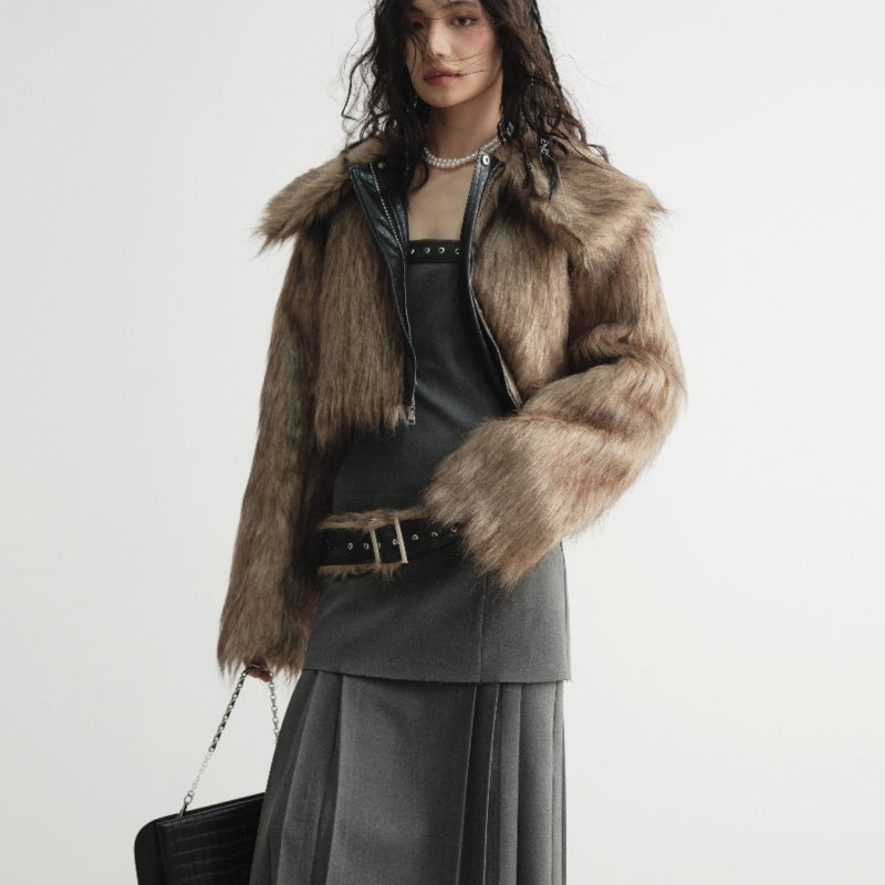 Wild Loose Feeling Fur Reverse Leather Jacket Short Coat Wild Loose Feeling Fur Reverse Leather Jacket Short Coat