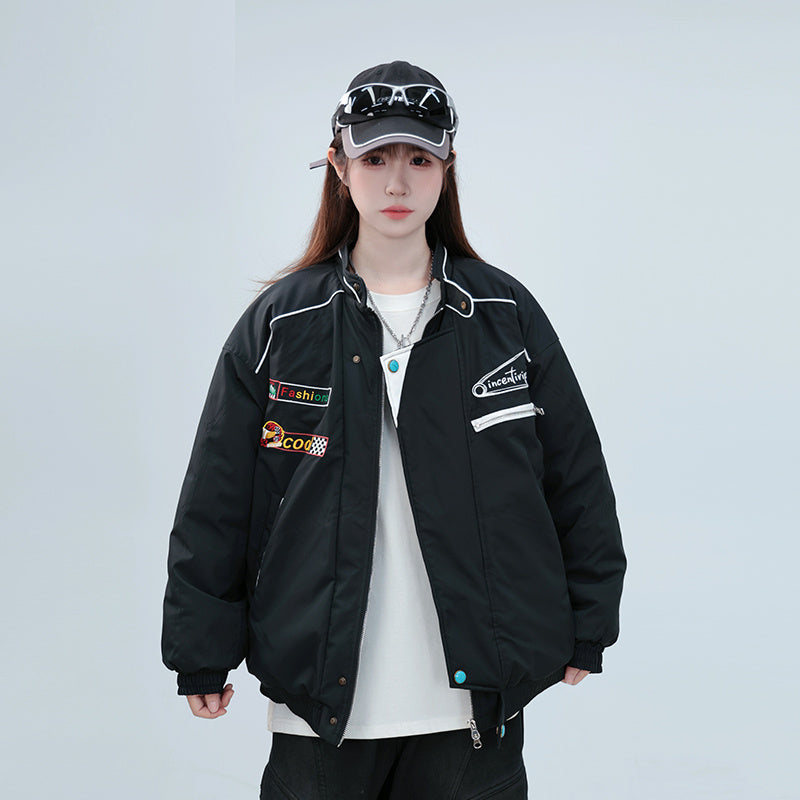 Thickening Embroidery Cotton Coat Winter Trendy Men And Women Couple Cotton-padded Clothes Coat Thickening Embroidery Cotton Coat Winter Trendy Men And Women Couple Cotton-padded Clothes Coat