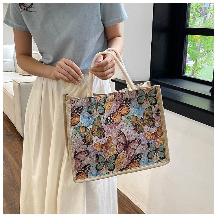 Women's Printed Handbag Large Capacity Burlap Handbag Women's Printed Handbag Large Capacity Burlap Handbag