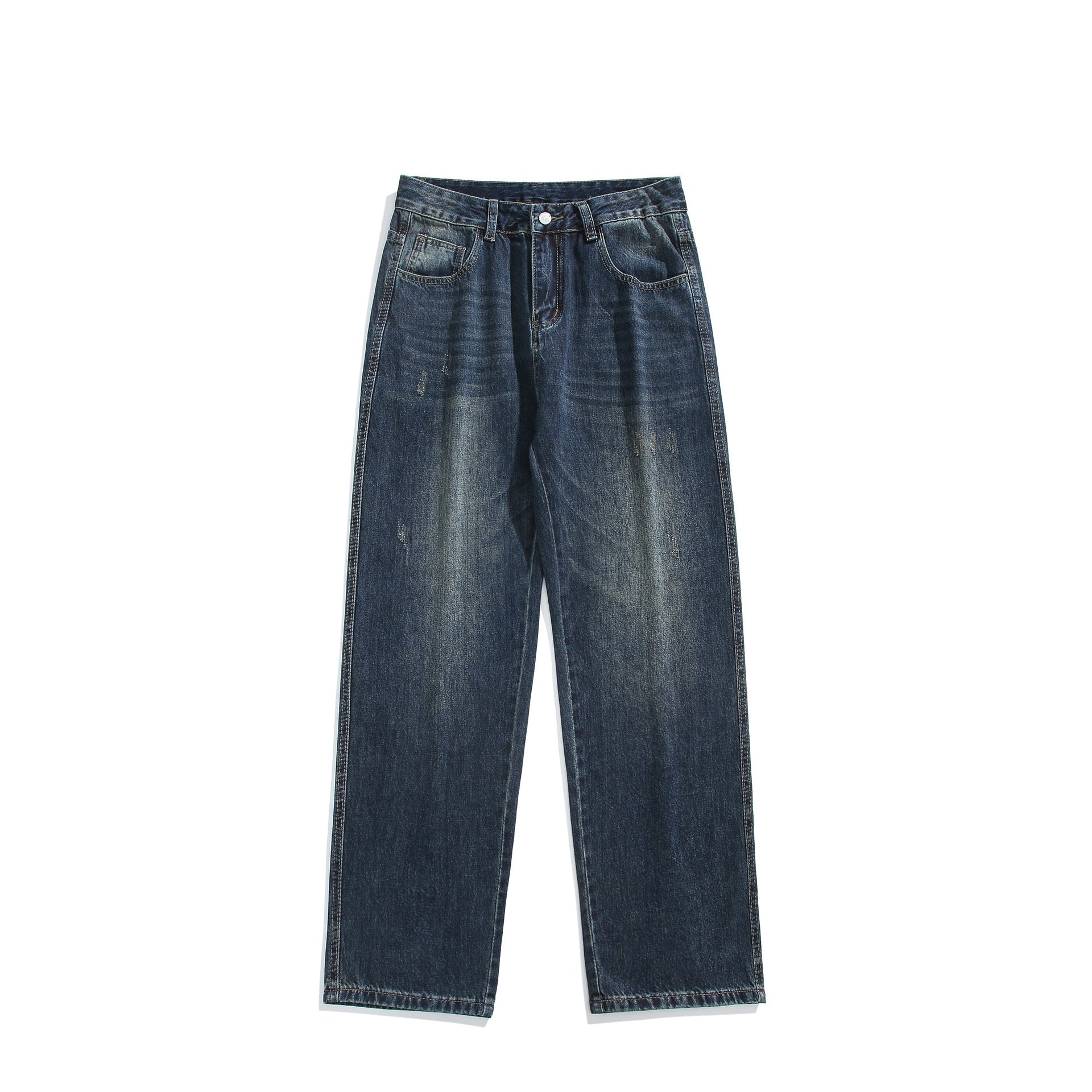 Retro Washed Distressed Blue Jeans For Men Retro Washed Distressed Blue Jeans For Men