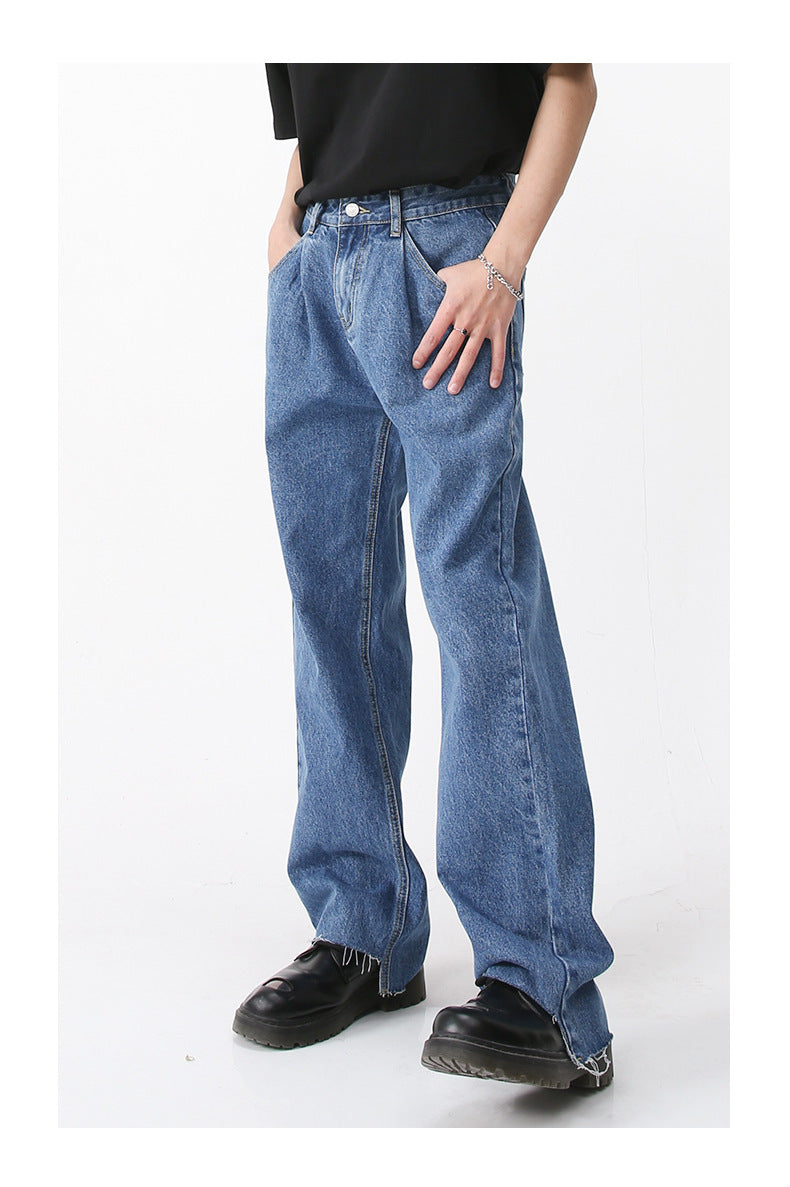 Retro Casual Irregular Slit Simple Jeans Retro Casual Irregular Slit Simple Jeans