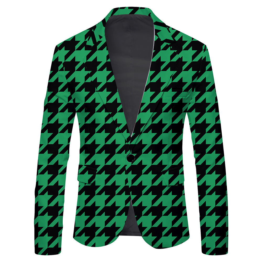Men's Single Row One Button Polka Dot Printing Casual Suit Jacket Men's Single Row One Button Polka Dot Printing Casual Suit Jacket