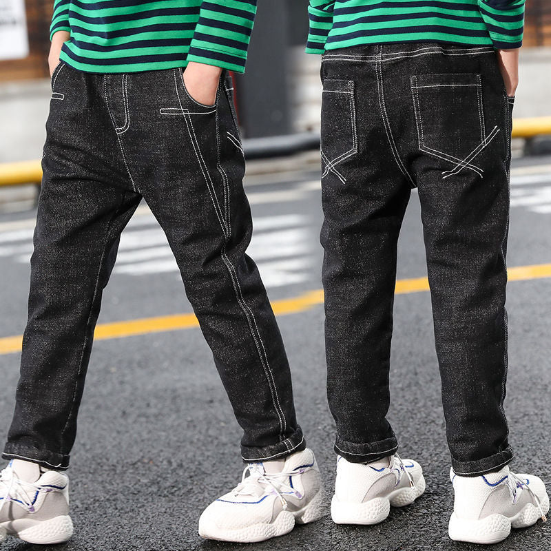 Boys Jeans Autumn And Winter New One-piece Velvet Boys Jeans Autumn And Winter New One-piece Velvet