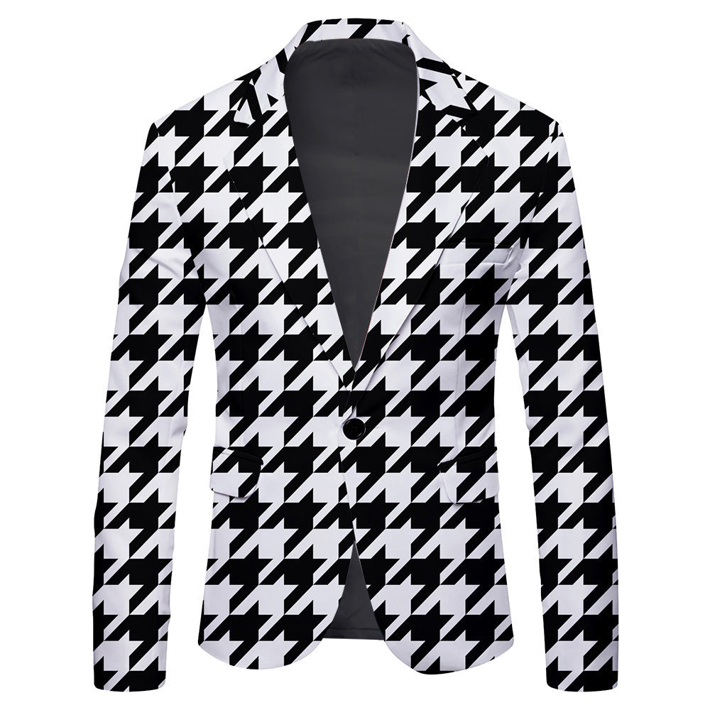 Men's Single Row One Button Polka Dot Printing Casual Suit Jacket Men's Single Row One Button Polka Dot Printing Casual Suit Jacket