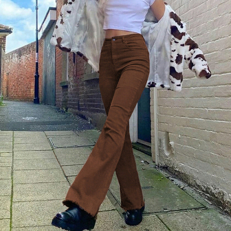 Brown High Waist Stretch Bootcut Jeans Women Casual Pants Brown High Waist Stretch Bootcut Jeans Women Casual Pants