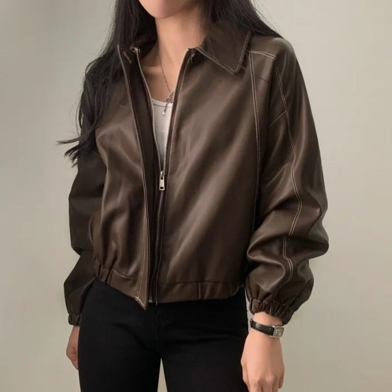 Fashion And Handsome Leather Coat Women Fashion And Handsome Leather Coat Women