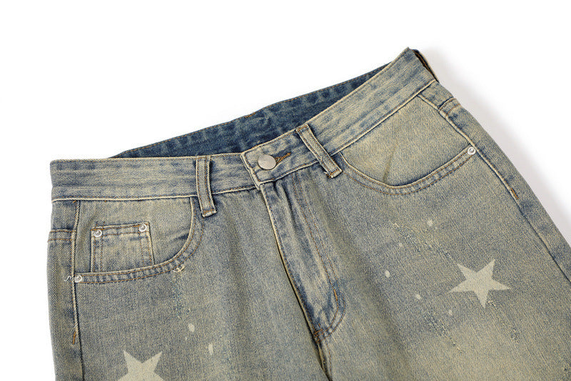 Fashion XINGX Printed Washed Jeans Men Fashion XINGX Printed Washed Jeans Men