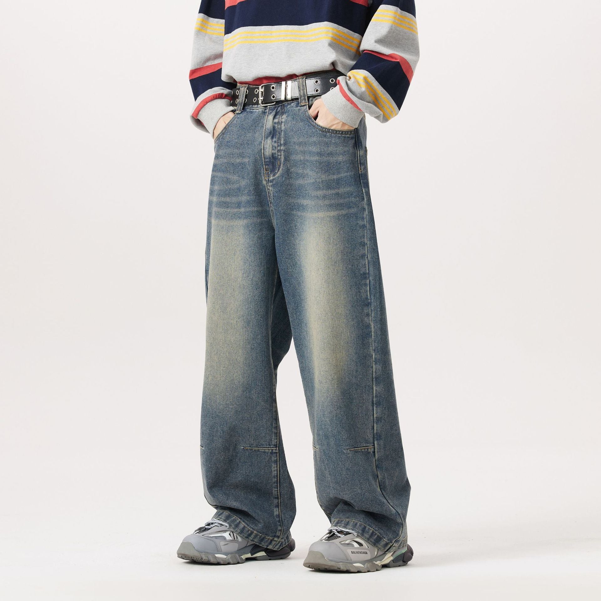 Fashion Personality Retro Washed Worn Jeans Men Fashion Personality Retro Washed Worn Jeans Men