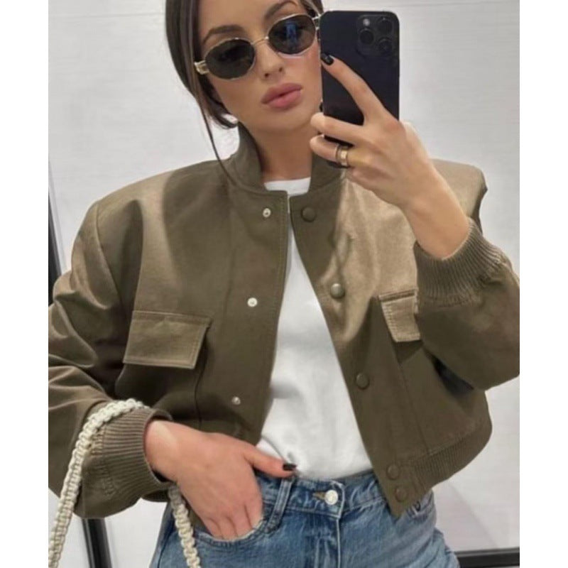 Fashion Jacket Stand Collar Coat For Women Fashion Jacket Stand Collar Coat For Women