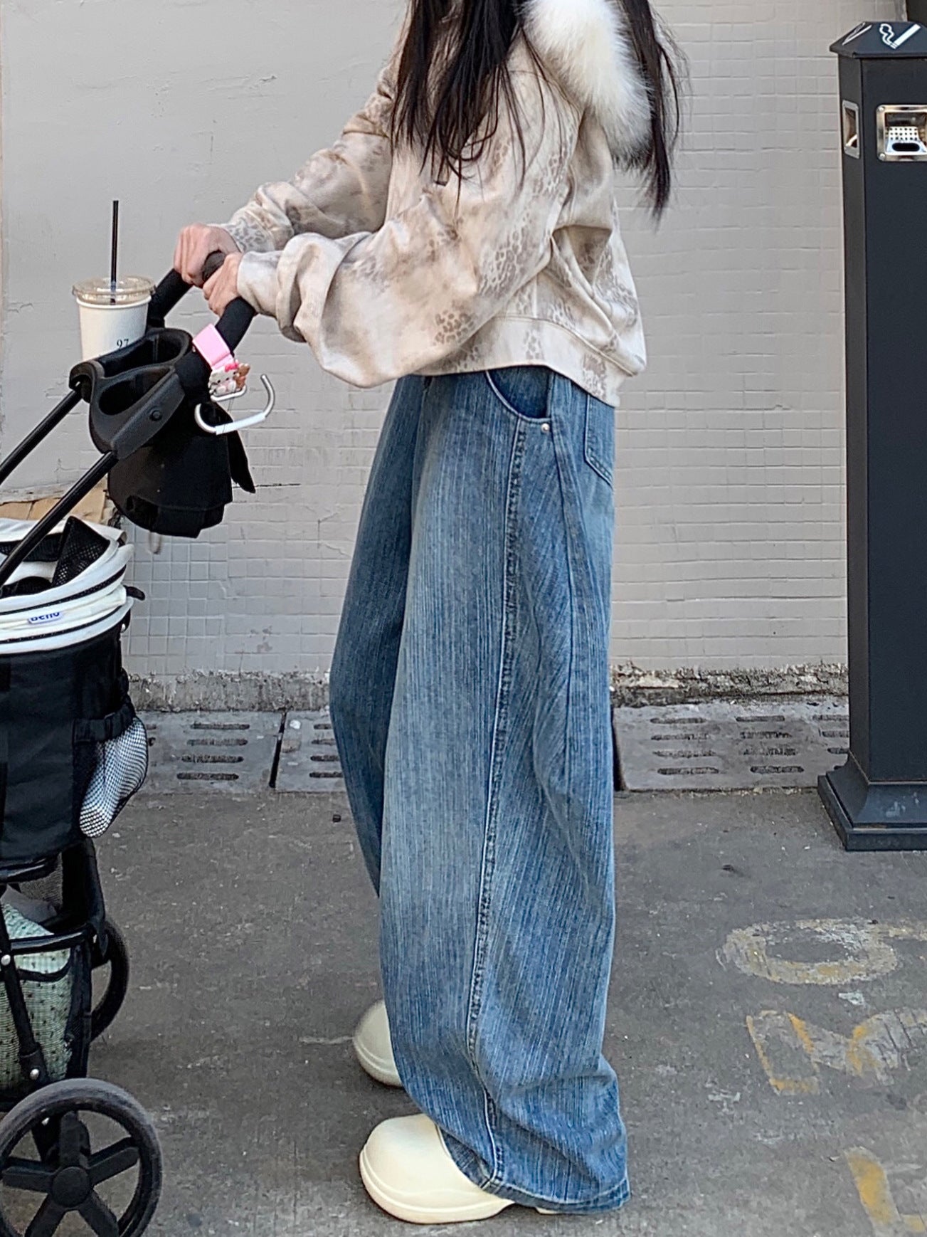 Washed Distressed Machete Jeans For Women High Street Loose Washed Distressed Machete Jeans For Women High Street Loose