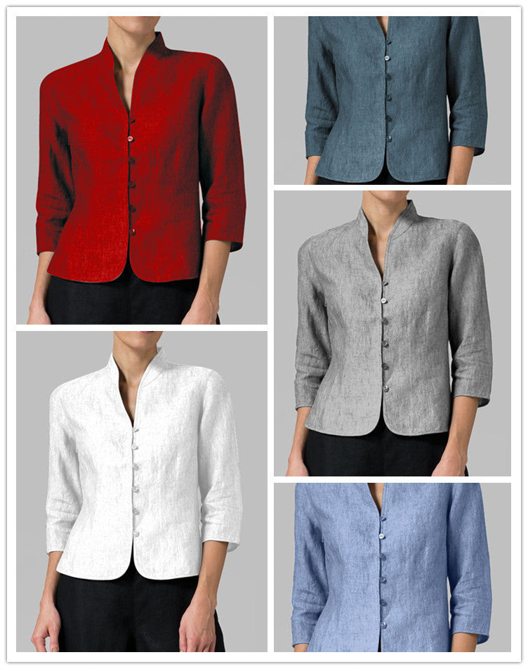 Cotton And Linen Short Women's Jackets Cotton And Linen Short Women's Jackets