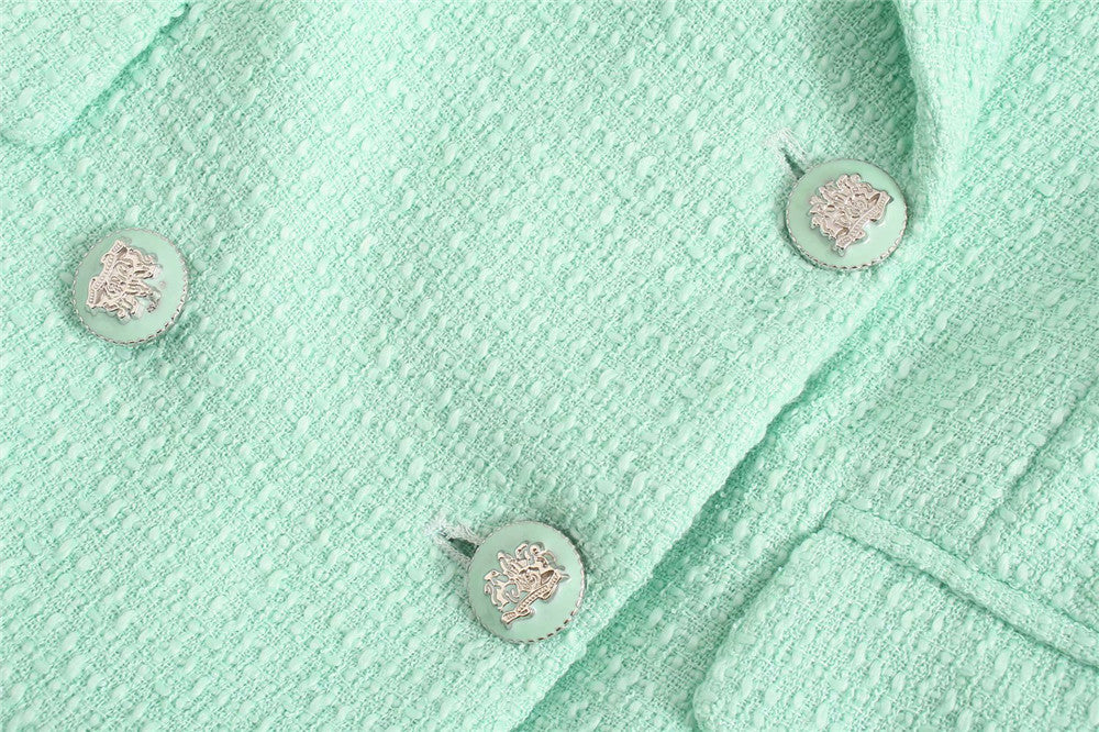 New Texture Double-breasted Short Green Suit Jacket Women New Texture Double-breasted Short Green Suit Jacket Women