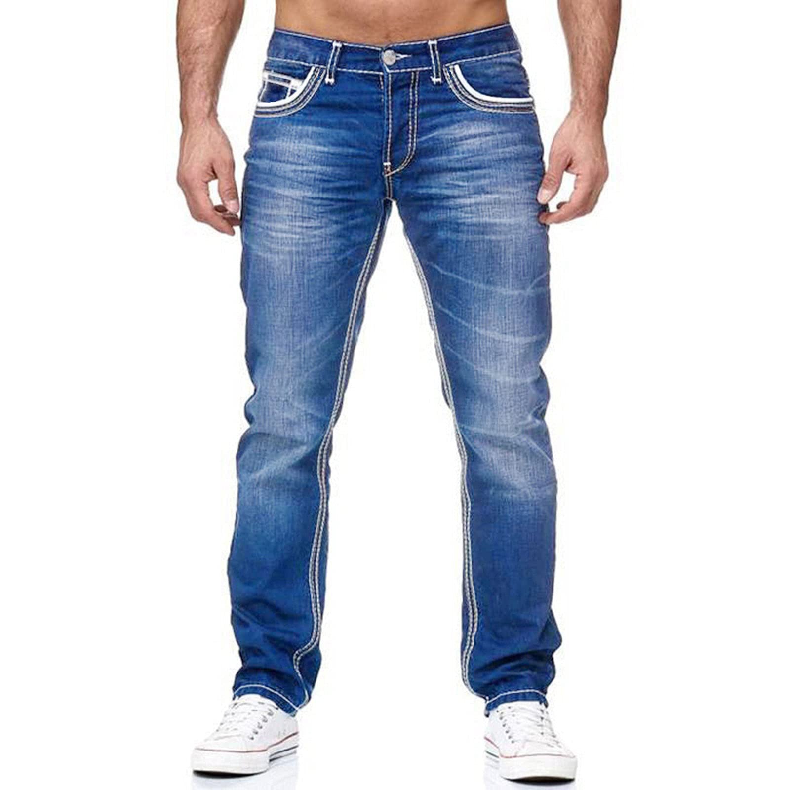 Men Jeans With Pockets Straight Pants Business Casual Daily Streetwear Trousers Men's Clothing Men Jeans With Pockets Straight Pants Business Casual Daily Streetwear Trousers Men's Clothing
