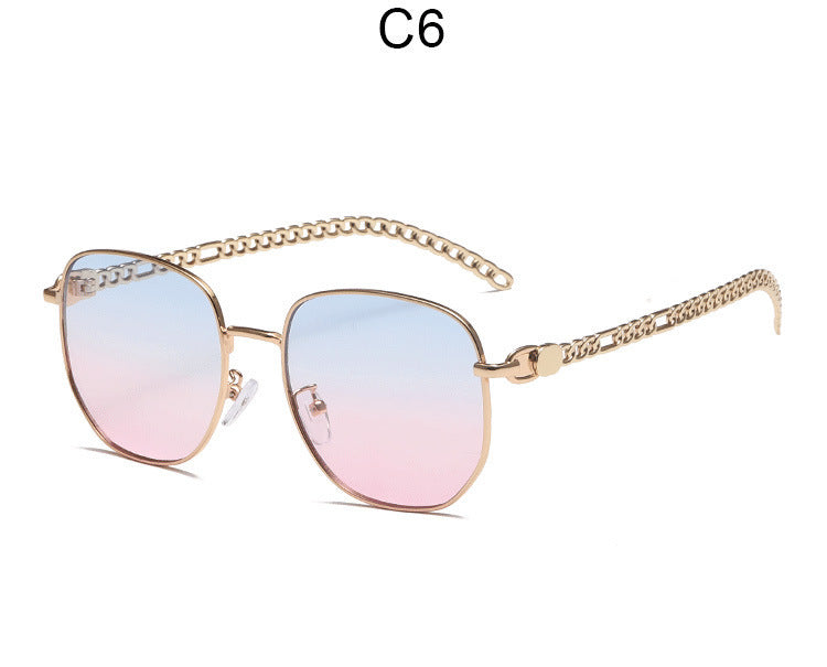 Oval Frame Metal Chain Sunglasses For Women Oval Frame Metal Chain Sunglasses For Women