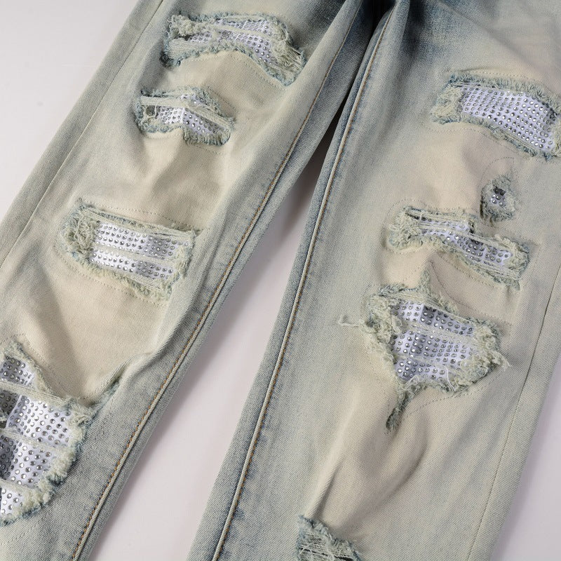 Street Trend Casual Cool Hole & Patch Diamond Slim Fit Men Street Trend Casual Cool Hole & Patch Diamond Slim Fit Men