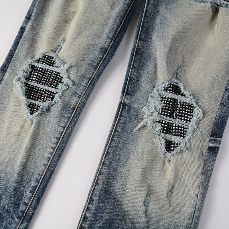 American High Street Men's Jeans Men's Hole Patch American High Street Men's Jeans Men's Hole Patch