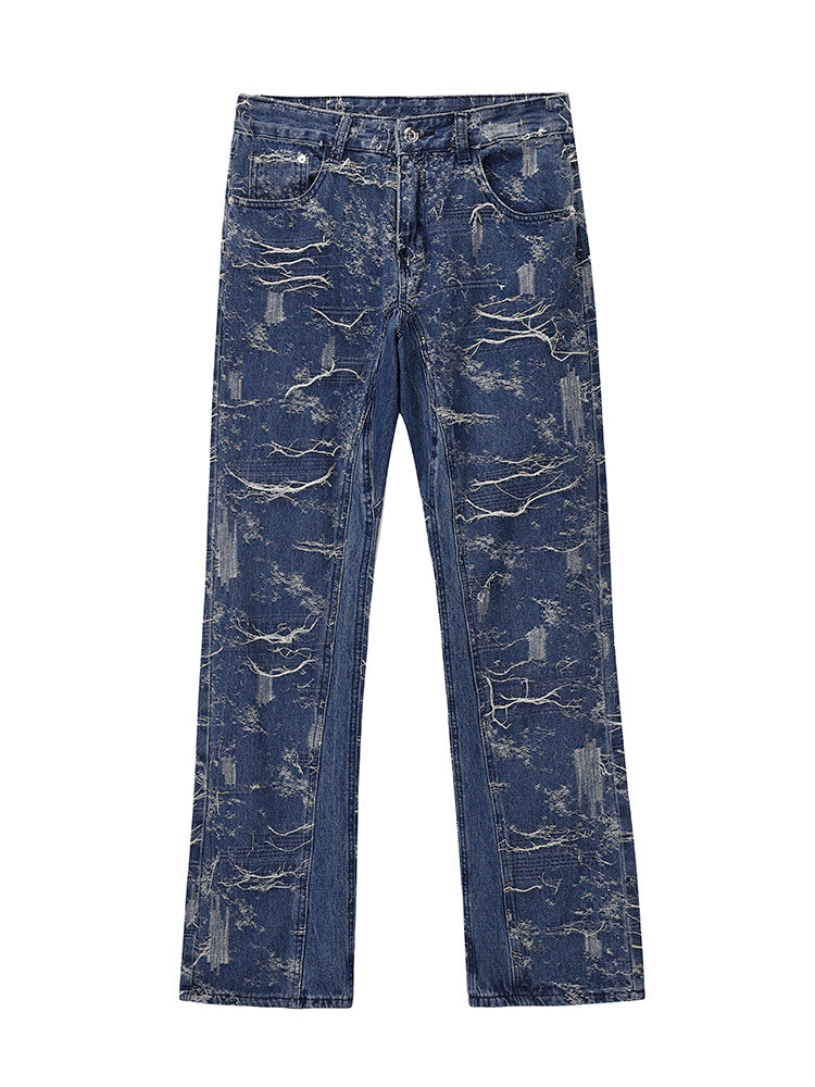 Cat Whiskers Deconstructed Micro Flared Jeans Men Cat Whiskers Deconstructed Micro Flared Jeans Men