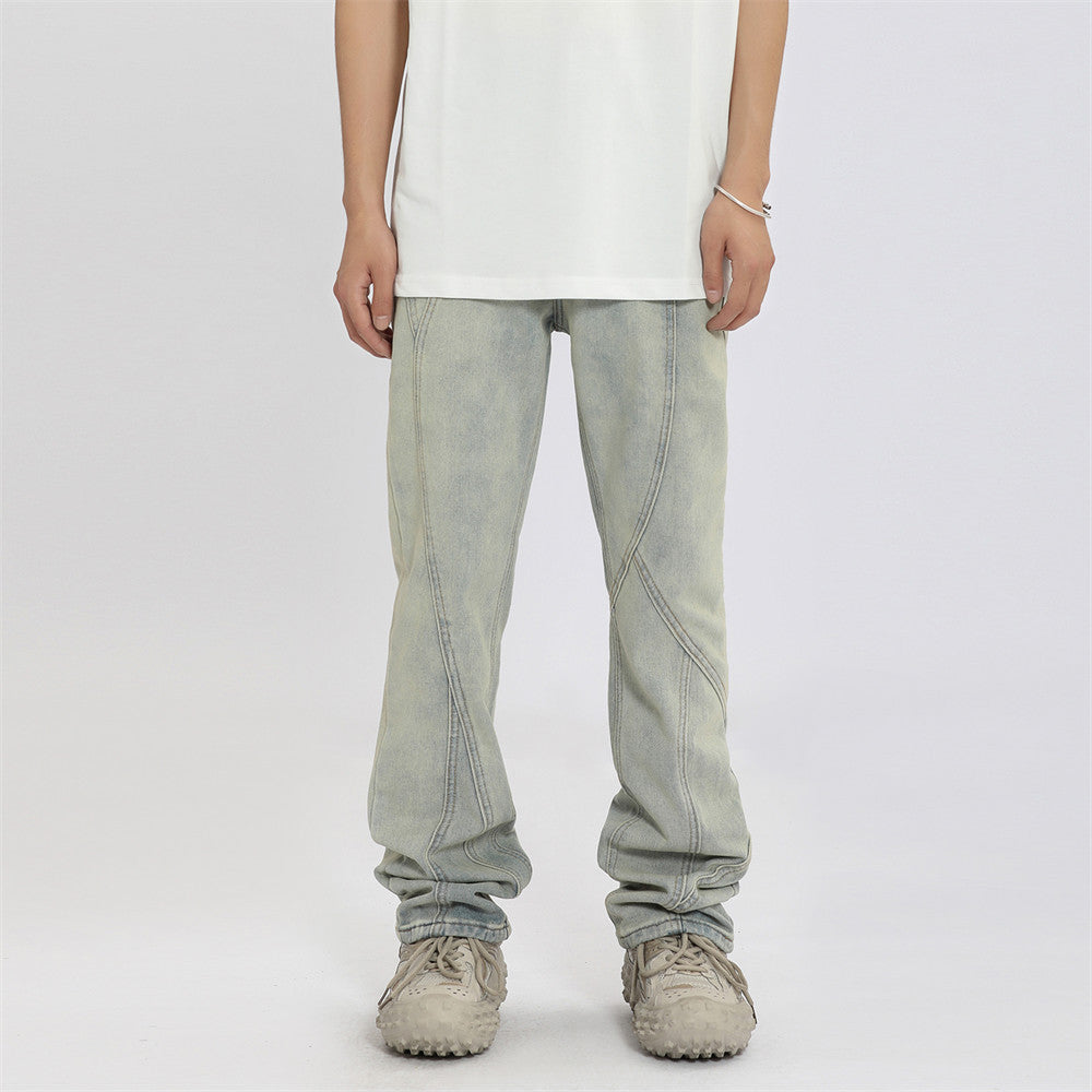 Washed Bright White Straight Jeans For Men Washed Bright White Straight Jeans For Men