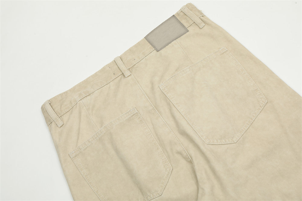 Washed Raw Edge Wide-leg Jeans Men Washed Raw Edge Wide-leg Jeans Men