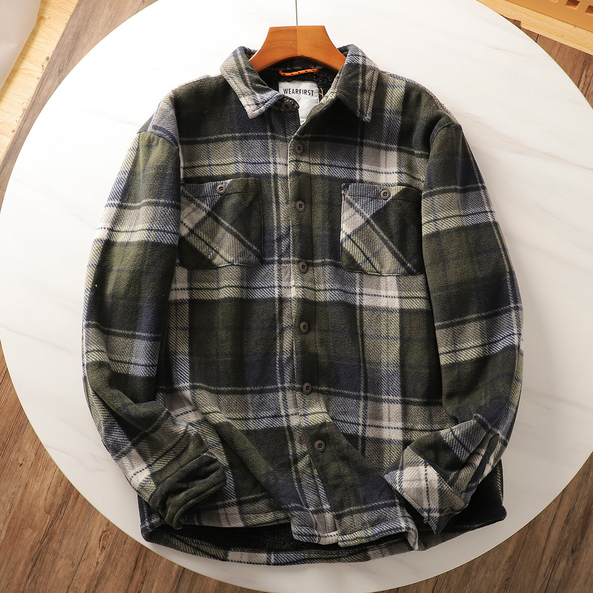 Autumn And Winter Fleece-lined Warm Composite Lambswool Plaid Shirt Cotton-padded Coat Autumn And Winter Fleece-lined Warm Composite Lambswool Plaid Shirt Cotton-padded Coat