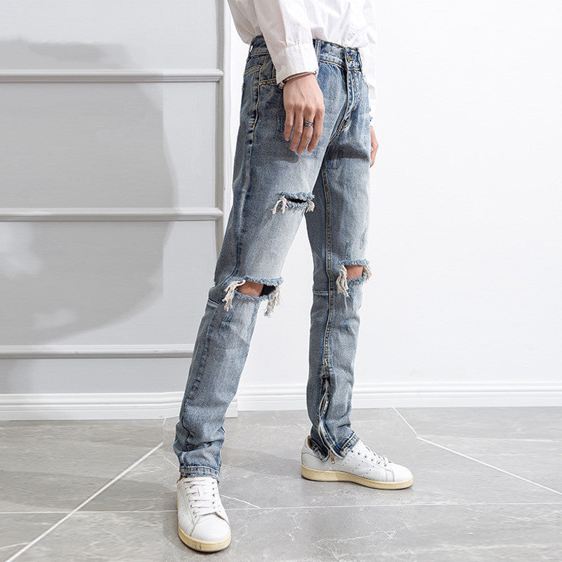 Hip Hop Trend Men's Belt Zipper Jeans Hip Hop Trend Men's Belt Zipper Jeans