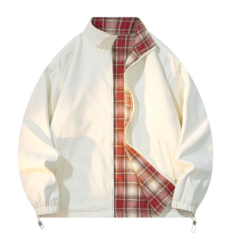 Reversible Jacket Coat Men's Autumn Japanese Loose Casual Stand Collar Reversible Jacket Coat Men's Autumn Japanese Loose Casual Stand Collar